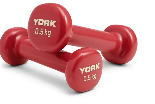 Гантелі для фітнесу вінілові круглі York Fitness 2х0,5кг рожевий