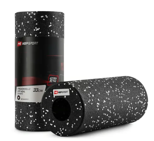 Роллер массажер (валик, ролик) гладкий Hop-Sport EPP 33см HS-P033YG черно-белый