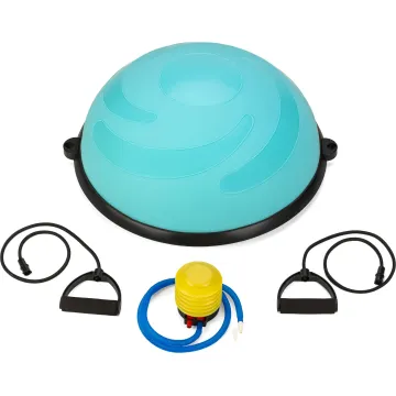 Балансувальна півсфера Gymtek Flex Core Half Ball 58см з еспандерами + насос блакитний