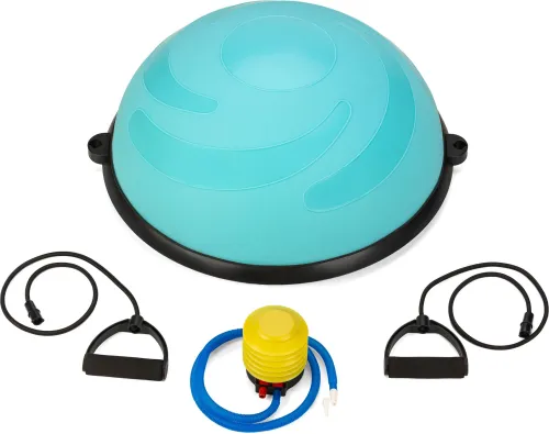 Балансувальна півсфера Gymtek Flex Core Half Ball 58см з еспандерами + насос блакитний