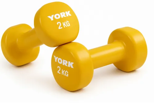 Гантели для фитнеса виниловые круглые York Fitness 2х2кг желтый